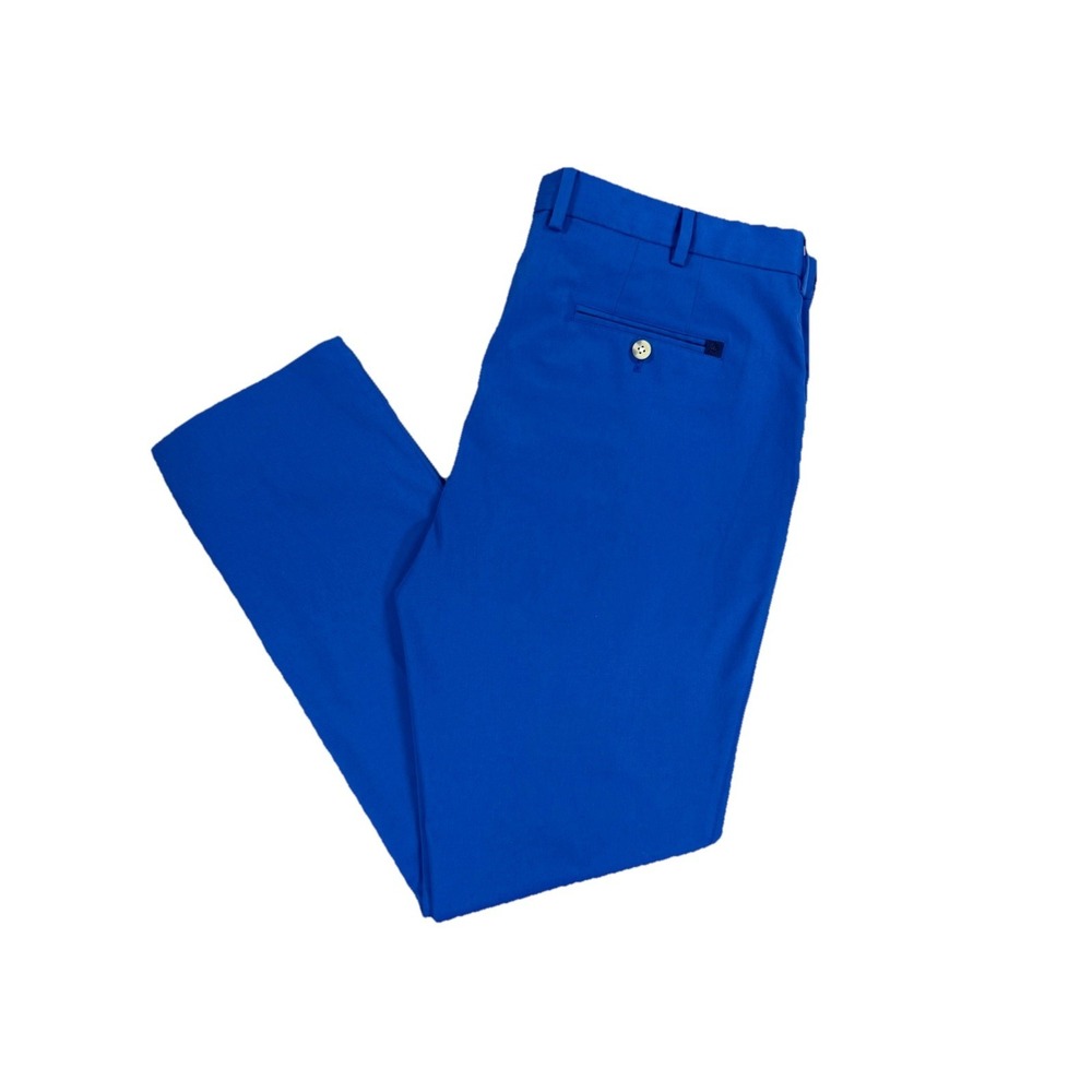 Peter Millar Performance Pants Men's 36/32 Blue Golf Flat Front Chinos Casual